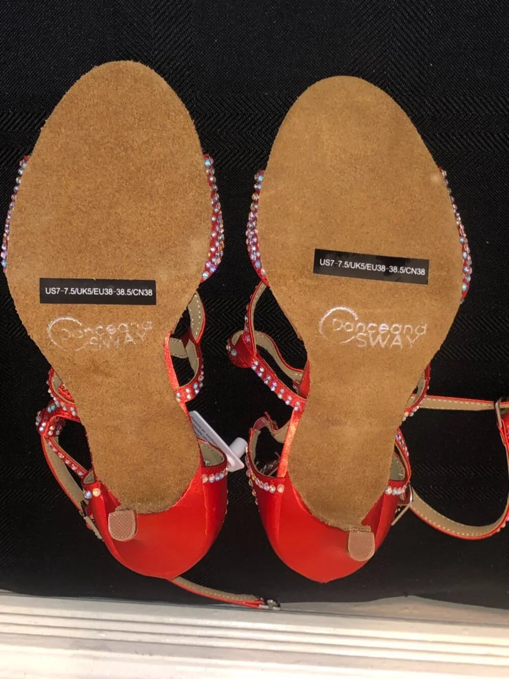 Dance and Sway Tangerine Rhinestone Latin Dance Shoes 7-7.5